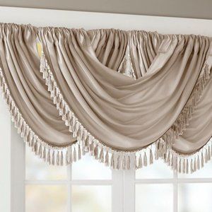 Madison Park 46"x38" Gail Faux Silk Waterfall Embellished Valance